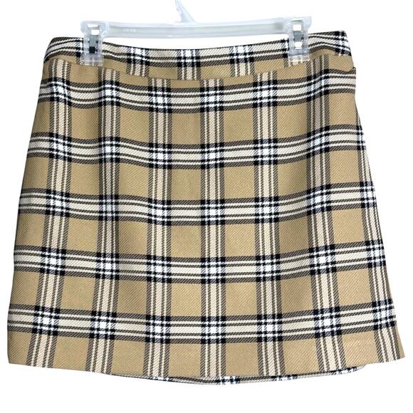 ASOS Tan & Black Plaid Mini Skirt. School Girl/Academia. Size 10 - Picture 1 of 6